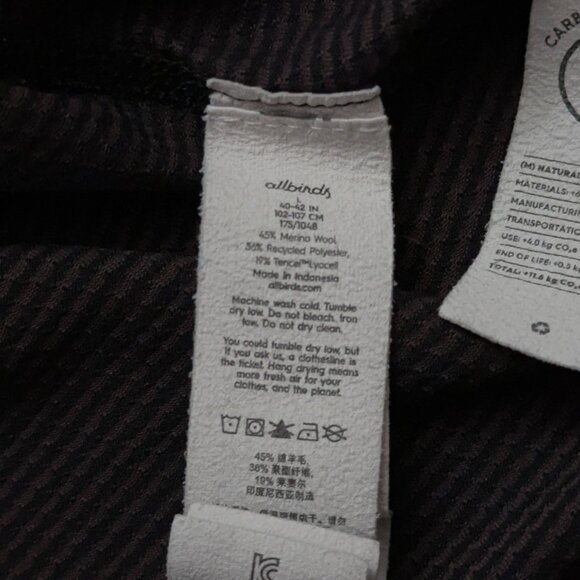 Allbirds T-Shirt Mens Size L Long Sleeve Performance Stretch Merino Wool Gray - Picture 6 of 6